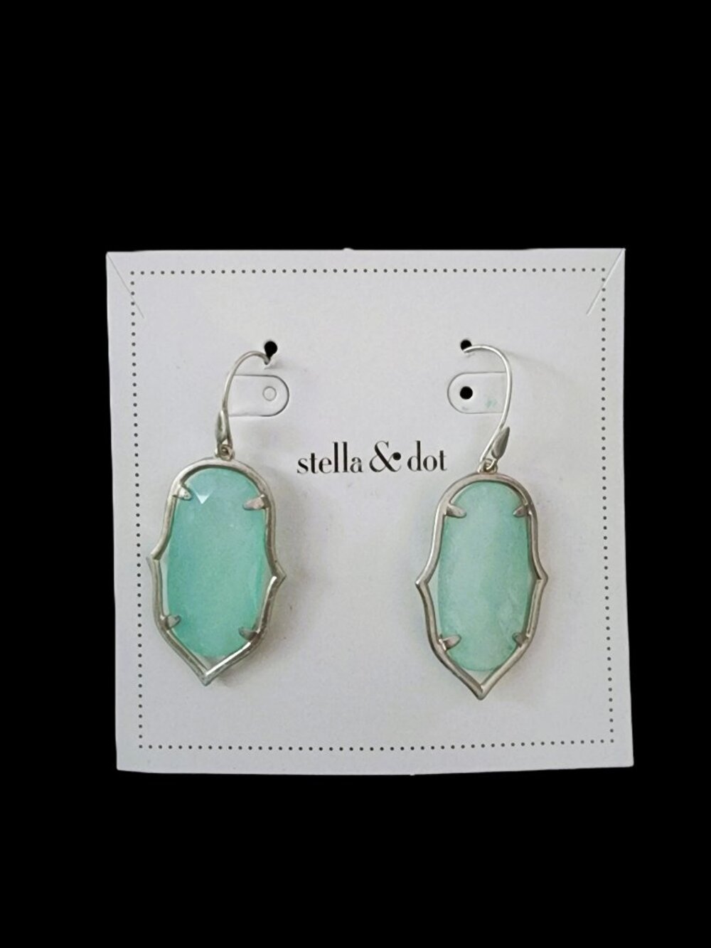 Retired Stella & Dot Amala Chandelier Earrings Mint Green Silver New On Card